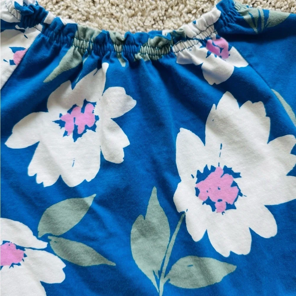 Carter's Royal Blue Floral Peplum Top with White & Pink Accents